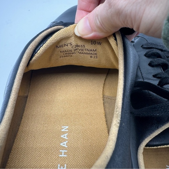 Cole Haan Black Leather Grand Os Cross Court Lace-up Sneakers Men’s Size 10 Wide - Picture 8 of 9